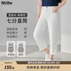 MsShe【不規則毛邊七分牛仔褲】大碼女裝2026春裝胖mm直筒小腳褲 【毛邊款】牛仔白色現貨 2XL