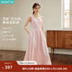 茵曼（INMAN）【苧麻棉】芭樂裙|背心連衣裙2026夏季女裝新款A字無袖長裙子 淺粉色 M