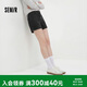 森馬（Semir）森柔|牛仔褲女夏季做舊半松緊腰短褲復古潮流直筒褲103325122001