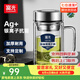 富光雙層玻璃杯透明茶杯辦公杯把手大容量男高硼硅水杯子生日送禮物 本色 560ml【升級抗菌加厚