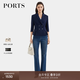 PORTS寶姿【七夕禮物】女裝春夏新款商務百搭通勤丈青藍七分袖西裝夾克 丈青色 XS （2）