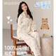 莫代爾女士睡衣純棉100全棉睡衣女春夏帶胸墊長(zhǎng)袖甜美大碼可外穿家居服