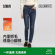 森馬（Semir）森柔|牛仔褲女冬季修身抓毛小腳褲顯瘦休閑潮流長褲103724124010