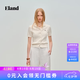 ELAND衣戀毛針織衫女時尚翻領短袖羅紋開衫毛衣2026春夏季新款 象牙白/白色(39)Ivory M /165