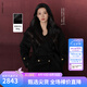 朗姿【王楚然同款】羊毛翻領毛呢外套氣質呢子大衣冬季新款 黑色 M