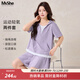 MsShe【運(yùn)動(dòng)假兩件裙褲套裝】大碼女裝2026夏裝胖mm連帽速干上衣短褲 【短袖+褲子】風(fēng)信紫色現(xiàn)貨 3XL