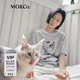 MO&Co.短袖T恤2026夏新品新疆棉萌寵小貓印花寬松落肩廓形MBF2TEET15 中花灰色 建議和客服確認(rèn)尺碼哦 M /165 建議和客服確認(rèn)尺碼哦