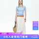 ELAND衣戀【桑蠶絲】毛衣女氣質短袖翻領套頭針織T恤2026夏新款 淺藍色(51)L/Blue M /165