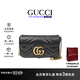 古馳（GUCCI）女包Marmont馬蒙牛皮鏈條單肩包GG經典斜挎包女士七夕情七夕禮物 mini 16.5cm 黑色 酷奇女包