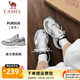 駱駝（CAMEL）追尋徒步鞋情侶穿搭緩震男女網面透氣復古休閑旅游鞋 7052，象牙白/銀，女 【四季網面】 38
