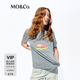 MO&Co.短袖T恤2026夏新品3A抗菌寬松H型做舊萌寵印花百搭上衣MBF2TEET07 中花灰色 S /160