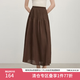 范思藍恩立體塔克線高腰顯瘦傘裙女2025夏新款A字大擺半身裙2738 咖啡色 L