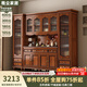 雅塵家居美式實木餐邊柜一體靠墻柜子酒柜儲物柜靠墻玄關柜上下收納茶水柜 四門餐邊柜 【復古胡桃色】