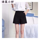 短褲女春夏高腰寬松闊腿韓版百搭西裝a字白色休閑褲 黑色 XL   【建議120-130斤】
