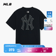 MLB官方 男女情侶背標老花短袖寬松百搭休閑T恤夏季新款TSM70 紐約洋基隊/黑色 XL