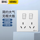 國際電工 插座面板86型墻壁電源開關(guān) 暗裝斜五孔插座無邊框大板白色 二開六孔（10A+10A)