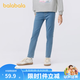 巴拉巴拉童裝女童牛仔褲春裝兒童小腳褲子中大童時尚繡花休閑長褲潮流 牛仔中藍88201 130