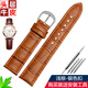 適配羅西尼517768 516734 飛亞達LA8262 TITUS鐵達時(shí) 系列女真皮牛皮手表帶 淺棕色 銀色扣 16mm