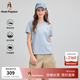 暇步士（Hush Puppies）【百搭經(jīng)典】女裝夏季簡(jiǎn)約基礎(chǔ)款棉感短袖圓領(lǐng)衫 海藍(lán)色 XL