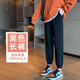 Jret小個(gè)子加絨加厚運(yùn)動(dòng)褲女秋冬新款寬松顯瘦束腳哈倫褲高腰八分衛(wèi)褲 黑色常規(guī)長(zhǎng)款 薄款 L 推薦100-115斤