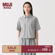 MUJI 女式 涼感短袖襯衫 女士襯衣外套上衣女裝女款26年夏季 BC2Q5C6S 灰色格紋 M (160/84A)