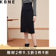 KBNE半身裙女春秋開(kāi)叉中長(zhǎng)款包臀裙秋冬新款黑色小個(gè)子A字裙 黑色 L