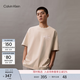 Calvin KleinJeans夏季男女情侶中性印花休閑通勤ck純棉圓領寬松短袖T恤上衣 ACI-燕麥奶 M 尺碼偏大，建議拍小一碼