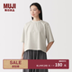 MUJI 女式 涼感罩衫T恤上衣打底衫女款內搭女裝短袖 26年夏季BC2Q6C6S 象牙色格紋 L （165/88A）
