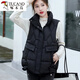 啄木鳥(niǎo)羽絨棉馬甲女秋冬2024新款網(wǎng)紅款連帽外穿坎肩馬夾加厚背心外套 黑色【立領(lǐng)】 XL 建議130-150斤