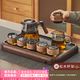 憶壺茶玻璃茶具套裝耐熱泡茶壺套裝辦公茶具整套茶具功夫茶具 【煙灰9件套】觀山壺550ml+公杯+6杯+茶盤（含杯架）