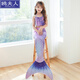 溫聽兒童泳衣女美人魚泳衣演出泳裝三件套魚尾巴大中小女童 星辰(上衣+短褲+尾巴)(沒有腳蹼) 標(biāo)準(zhǔn)尺碼-身高 105-115(4-5歲)