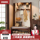 家逸實木換鞋凳掛衣架一體玄關(guān)衣帽架臥室落地掛衣服架子門口穿鞋凳子