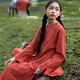 朵朵·可可秋冬季新款純棉寬松大碼紅色節(jié)日女家居服長袖睡衣套裝 橙紅 L (165)