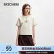 斯凱奇（Skechers）七夕2026夏季新款女寬松針織短袖T恤棉感正肩印花休閑流行上衣 棉花糖白/0074 M