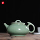 靈青坊青瓷泡茶壺手工茶壺單壺大號陶瓷高檔單人功夫茶具家用大容量套裝 哥窯梅子青單壺