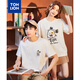 唐獅（TonLion）情侶裝短袖t恤男夏季新款可愛(ài)小狗涂鴉印花寬松女T恤打底