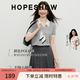 紅袖（hopeshow）POLO領針織衫2026夏季新款女裝撞色絲巾獨特漂亮miu系氣質上衣 花灰0A4 L