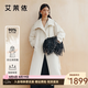 艾萊依女裝90鵝絨服長款風衣羽絨服可脫卸圍巾收腰顯瘦加厚外套女 乳灰米-升級款 XS 【建議80-110斤】150