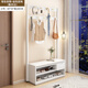澤多進(jìn)門(mén)口掛衣架換鞋凳一體臥室玄關(guān)置物架實(shí)木入戶(hù)門(mén)鞋柜衣帽架一體 60cm帶坐墊金色掛鉤（象牙白