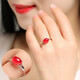 玉髓戒指女款 瑪瑙寶石925銀女開(kāi)口簡(jiǎn)約時(shí)尚可調節指環(huán) 紅色
