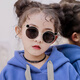 昱博晏 兒童墨鏡男女童金屬眼鏡遮陽(yáng)防曬舒適個(gè)性可愛潮流太陽(yáng)鏡直角款 金畫黑灰片-直腳款【配眼鏡包】
