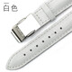 泊格適用卡西歐表帶真皮女款紅白色防水sheen 5010真皮手表帶 白色-銀色扣 16mm