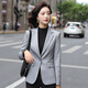 SXAsxa 香港潮牌短款格子職業(yè)小西裝外套女 2024春秋新款小西服上衣 單件灰色西裝19921 XL