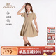 英氏（YEEHOO）女童連衣裙兒童裙子夏季時(shí)尚休閑學(xué)院風(fēng)POLO裙夏裝新款中大童裝 珍寶樂(lè )園-卡其 【5A抗菌】 150 cm 【順豐包郵&極速達】