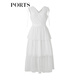 PORTS寶姿春夏新品女裝V-領(lǐng)無(wú)袖中長(cháng)連衣裙SM8D059MLN001 奶白色 S (4)