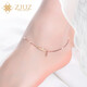 ZJUZ18K金腳鏈玫瑰金女款時(shí)尚日韓春夏細腳鏈au750彩金腳鏈禮物送女友 18k金玫瑰金 22+3