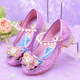 憶愛(ài)兒童愛(ài)莎公主鞋高跟鞋水晶涼鞋兒童模特比賽小童中大童皮鞋表演鞋 紫色 27 碼內長(cháng)17.7cm