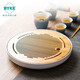 百科（BYKE） 干泡臺上茶盤(pán)御竹功夫茶具托盤(pán)排水蓄水茶臺移動(dòng)便攜茶盂密胺茶托 大號