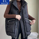 苜戈【80-200斤】棉馬甲女2024秋冬大碼新款背心寬松韓版坎肩外套 黑色 3XL 建議 160-200 模特效果拍大