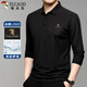 啄木鳥(niǎo)（TUCANO）長(cháng)袖T恤男春秋季商務(wù)休閑翻領(lǐng)polo衫經(jīng)典百搭上衣男裝 黑色2XL
